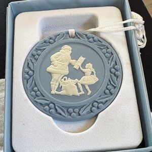 Wedgwood blue jasperware 'Santa Gifting Christmas' ornament